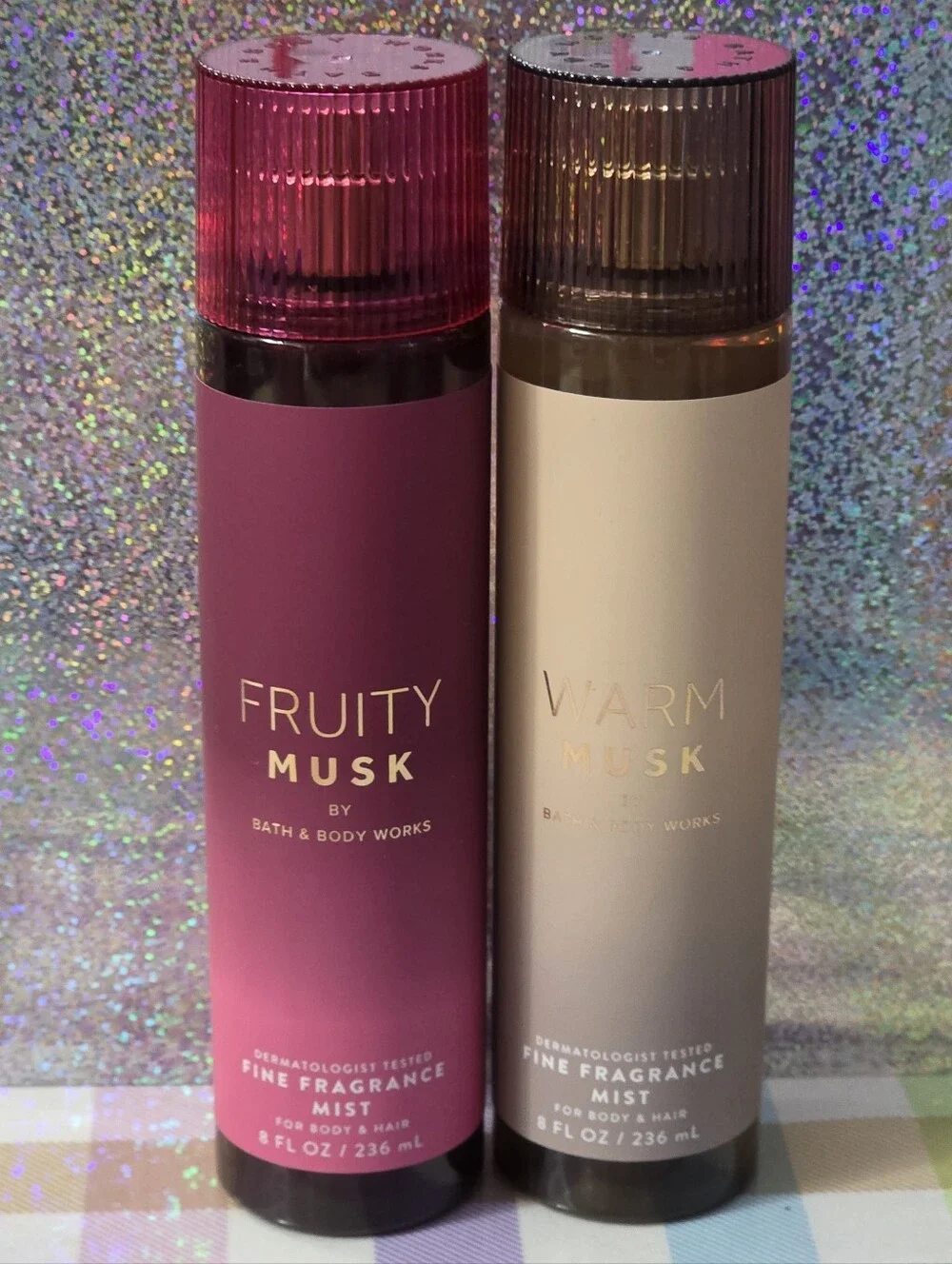 Bath & Body Works Fruity Musk & Warm Musk Fine Fragrance Body Mist Set NEW